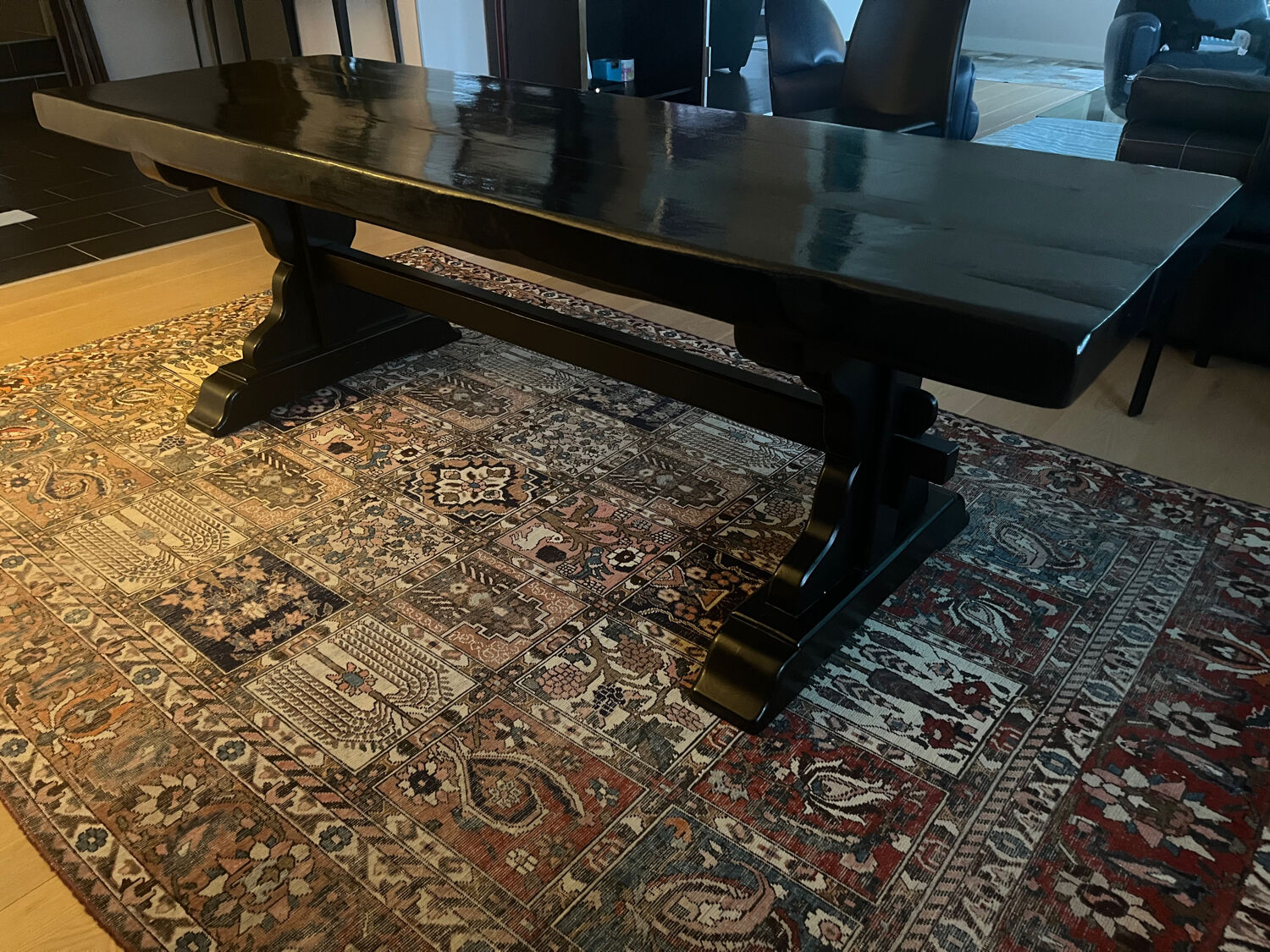 Monastery table in solid oak, black lacquered.