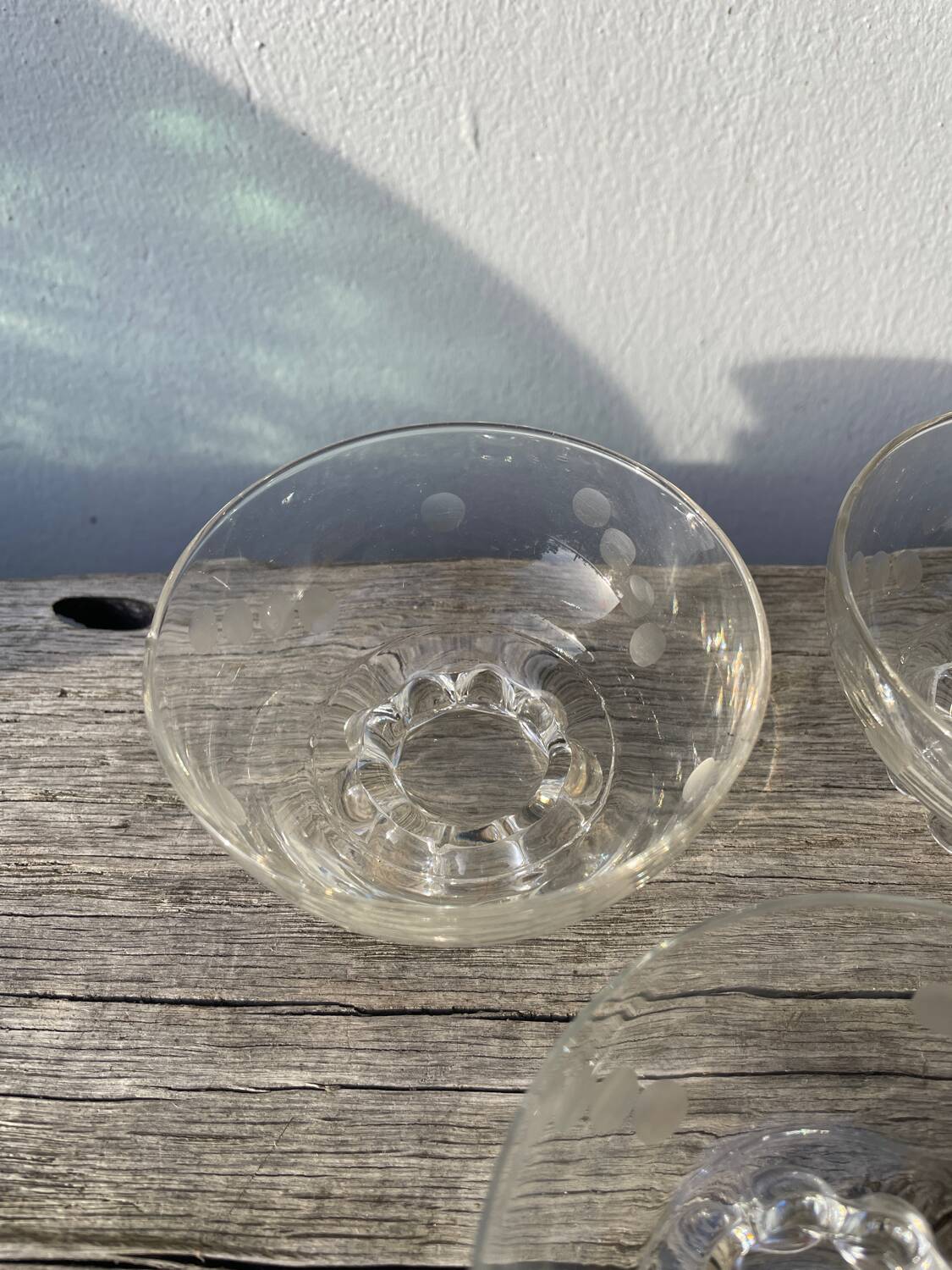 5 small ramekins in beaded and polka dot glass