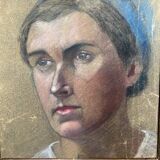 Painting early 20th century "The Woman in the Blue Turban"