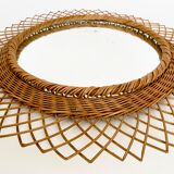Vintage mirror in braided wicker - 45cm