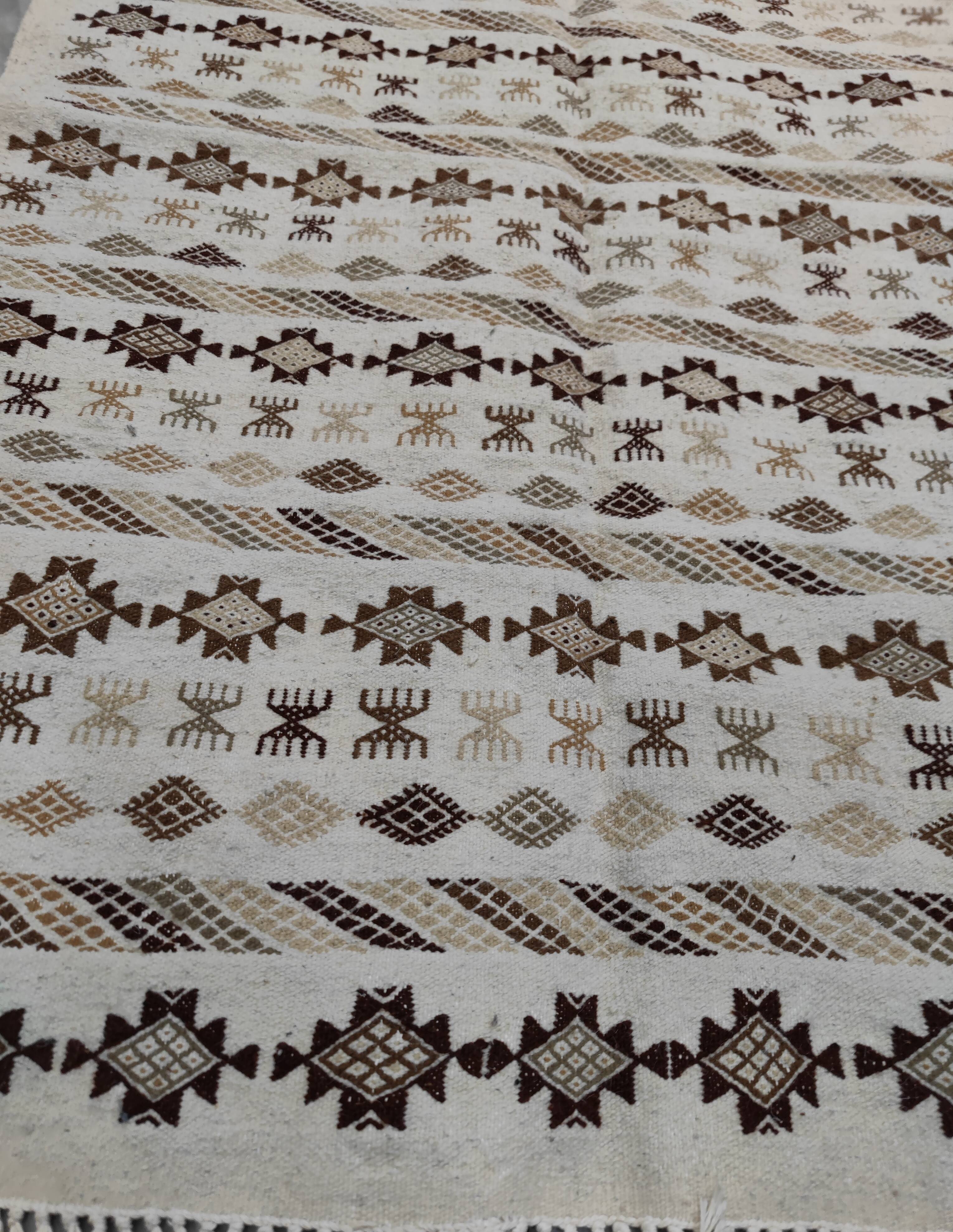 Certified hand-woven Berber patterned rug