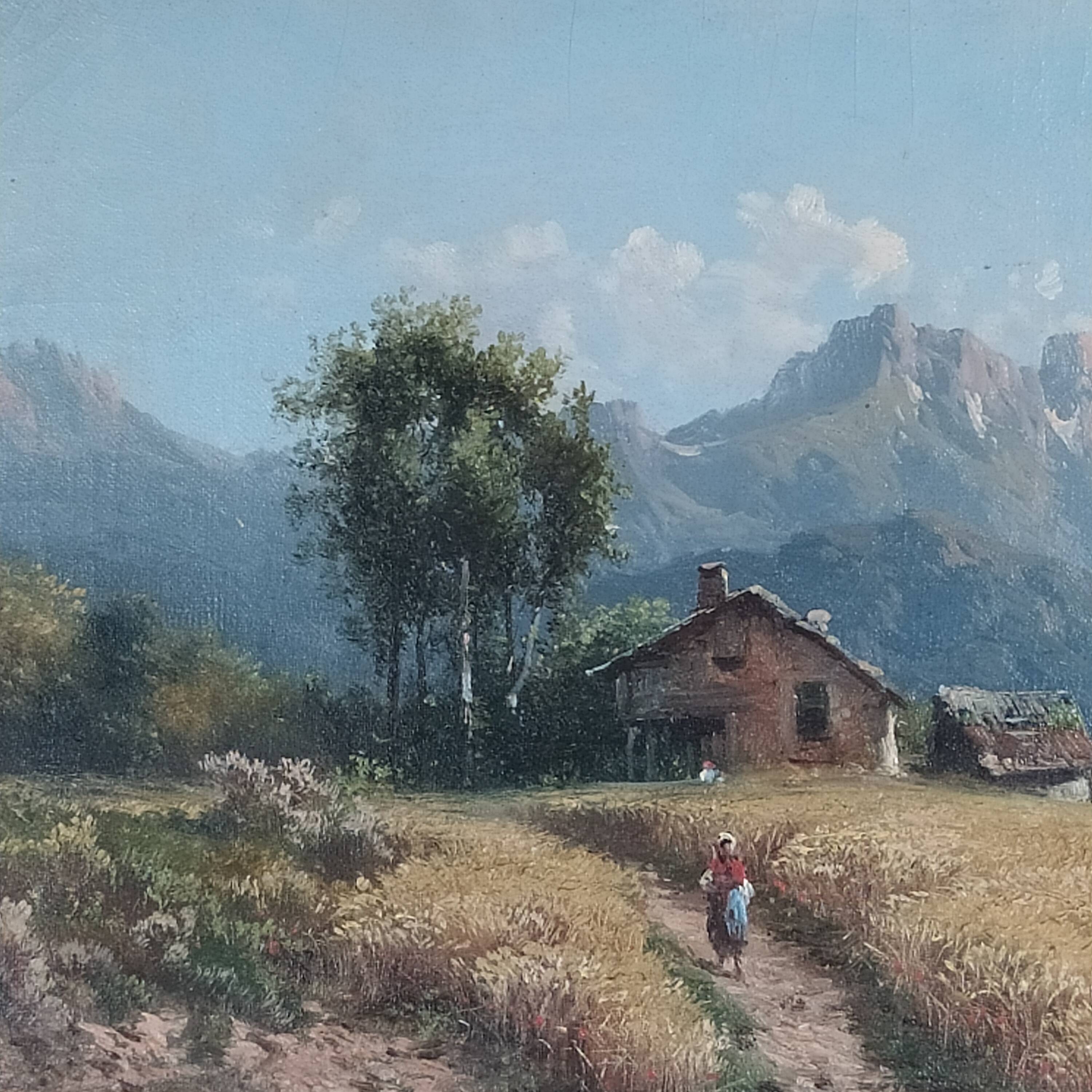 Oil on canvas signed Emile Gochaux Pyrenees, circa 1900