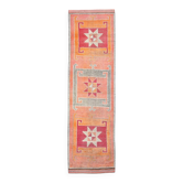 Tapis de couloir bohème cramoisi et gris 3x11, fait main en laine turque, 93x342 cm