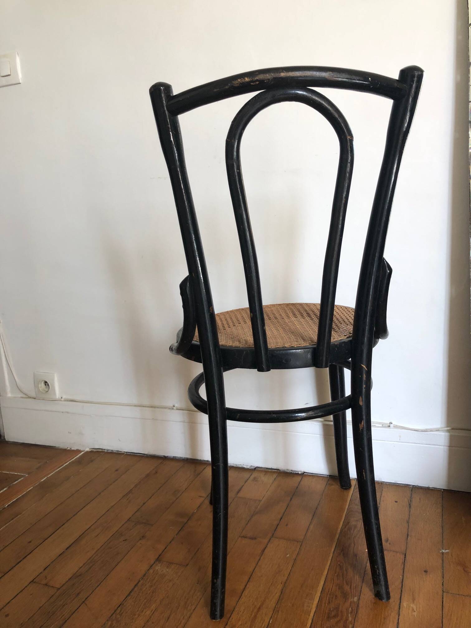 Bistro chair in wood and canework