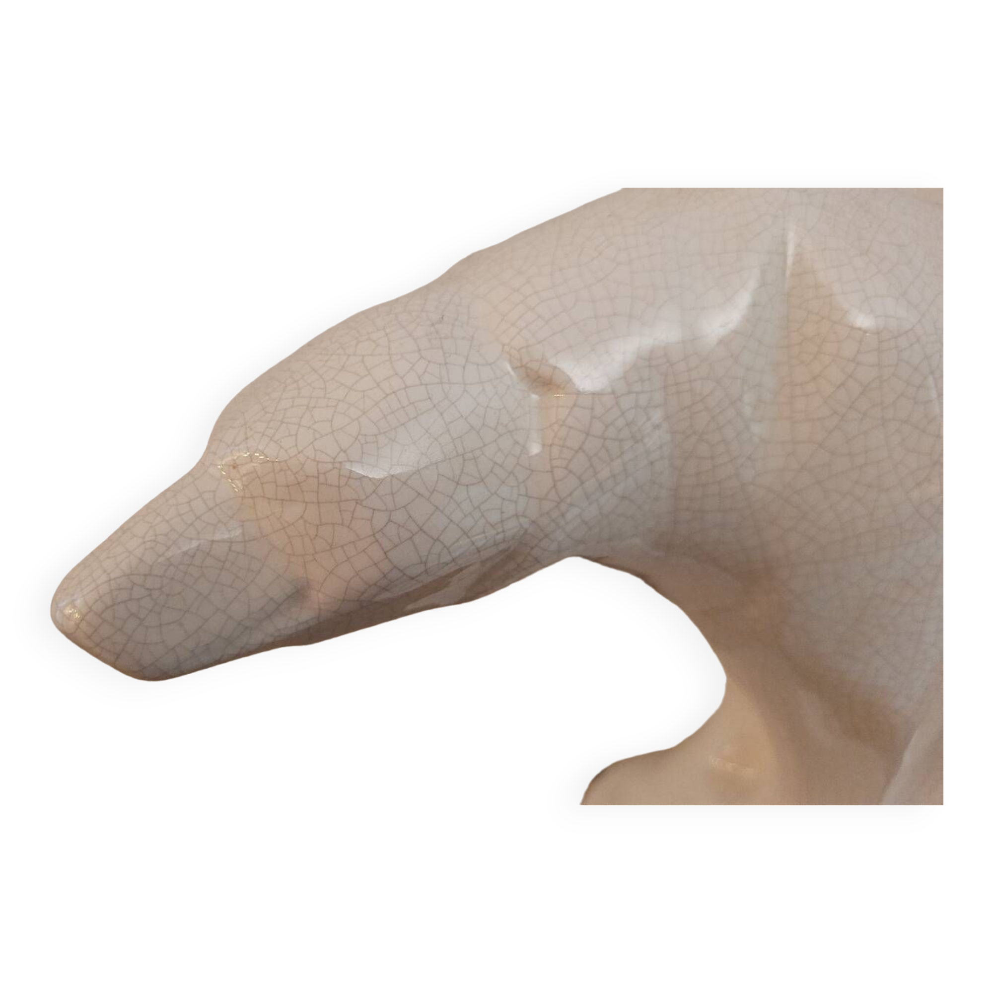 Ours polaire en céramique émaillée craquelée Art Déco Cubiste sur