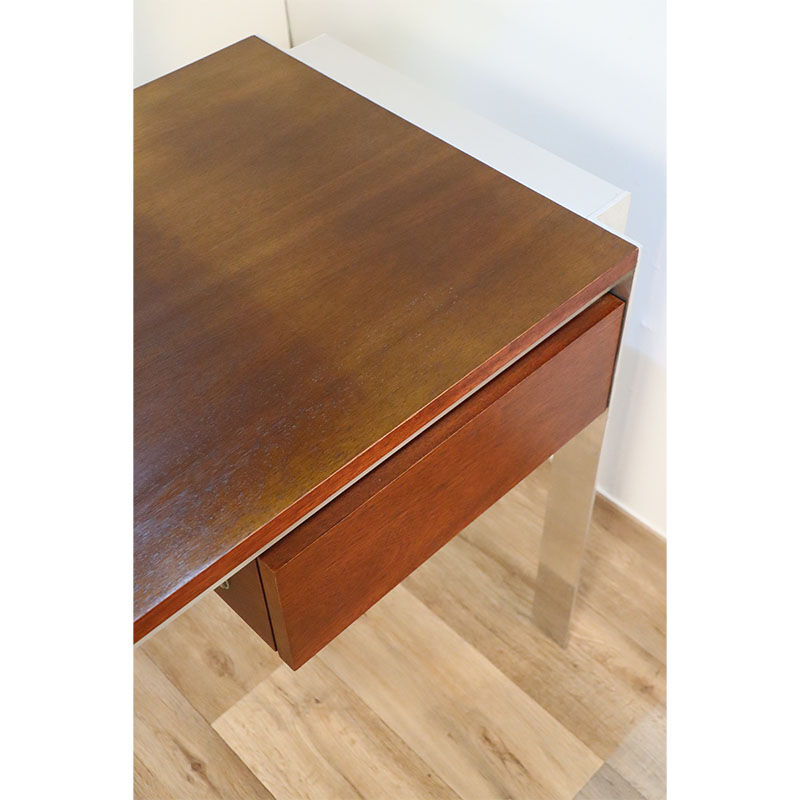 Vintage Georges Frydman desk in teak and aluminum 1970