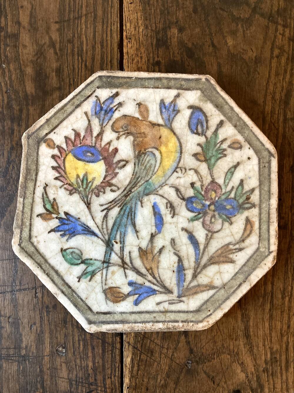 Ancient Persian tile in glazed earthenware
