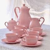 Old Salins-les-Bains coffee service in pink earthenware
