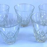 1950s 5 Arlequin glasses Transparent glass