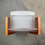 Postmodern CD storage unit in wood, metal, and plastic by Ezech, 1980s.