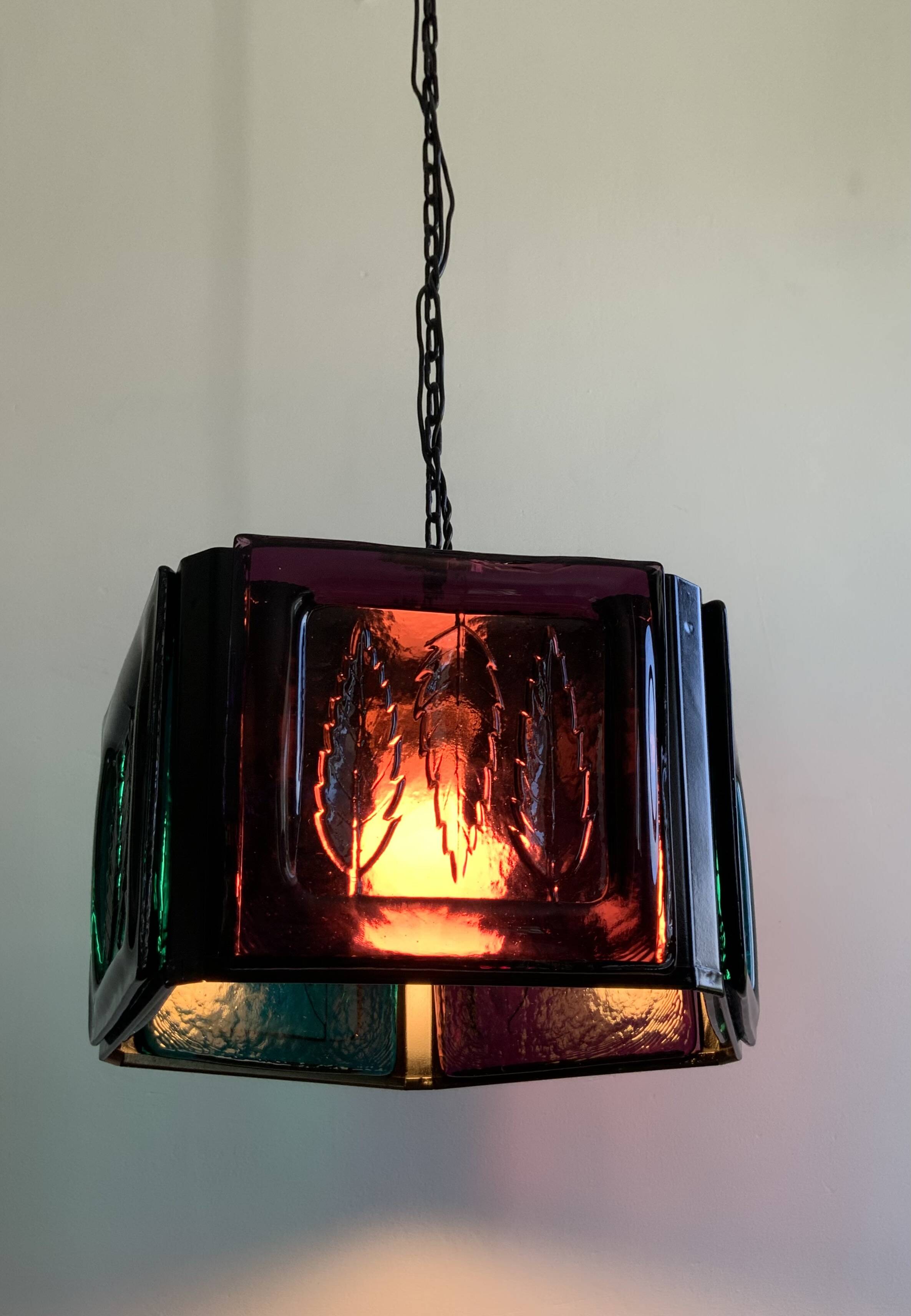 Mid Century Modern Erik Hoglund Ceiling Lamp Glass Kosta Boda 1970s