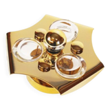 Polished brass and crystal glass wall lamp by Palwa, Germany 1960s