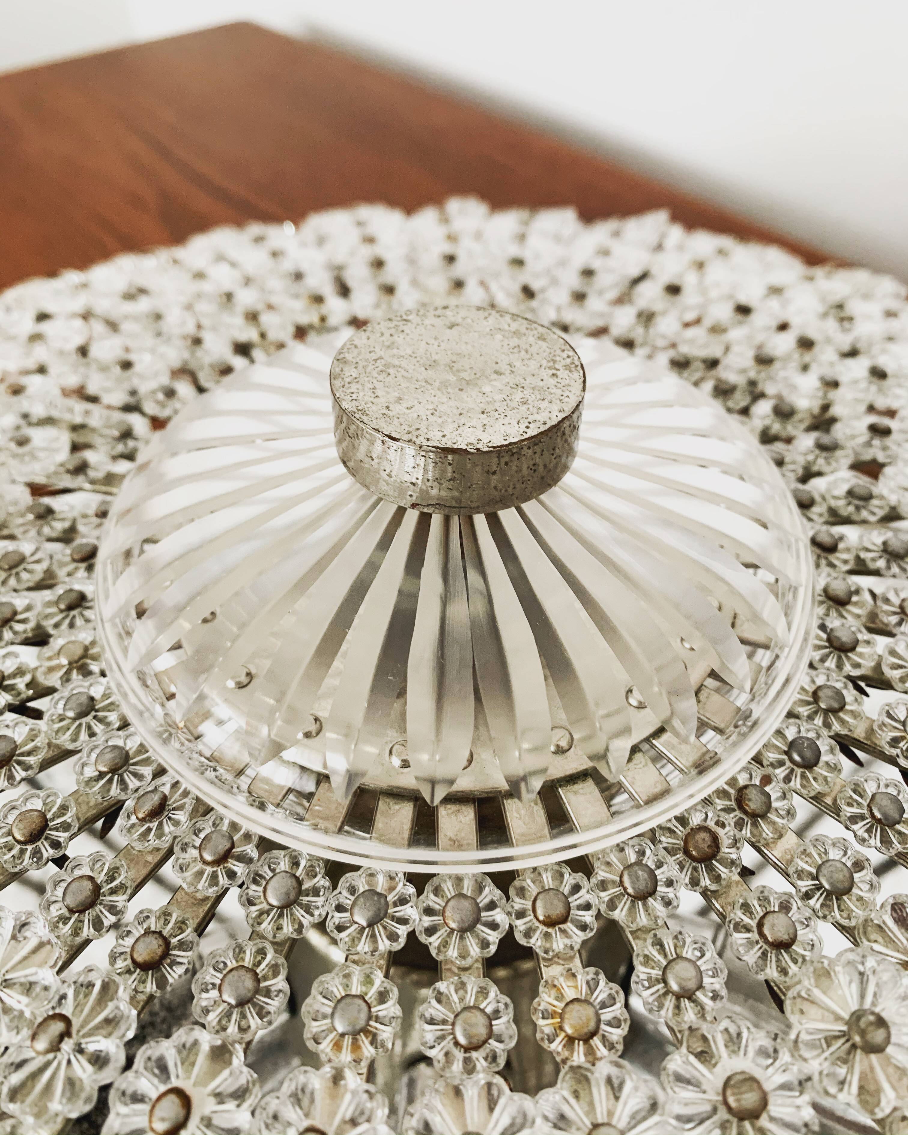 Floral Crystal Glass Flush light