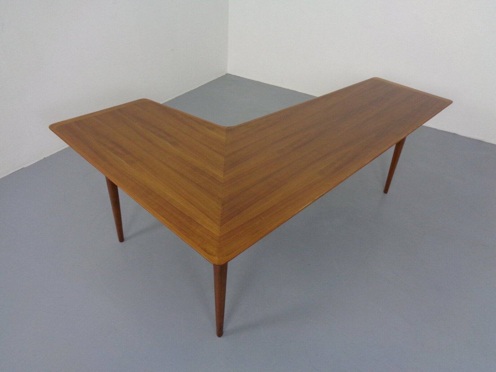 Large Danish Boomerang Teak Coffee Table, 1960s