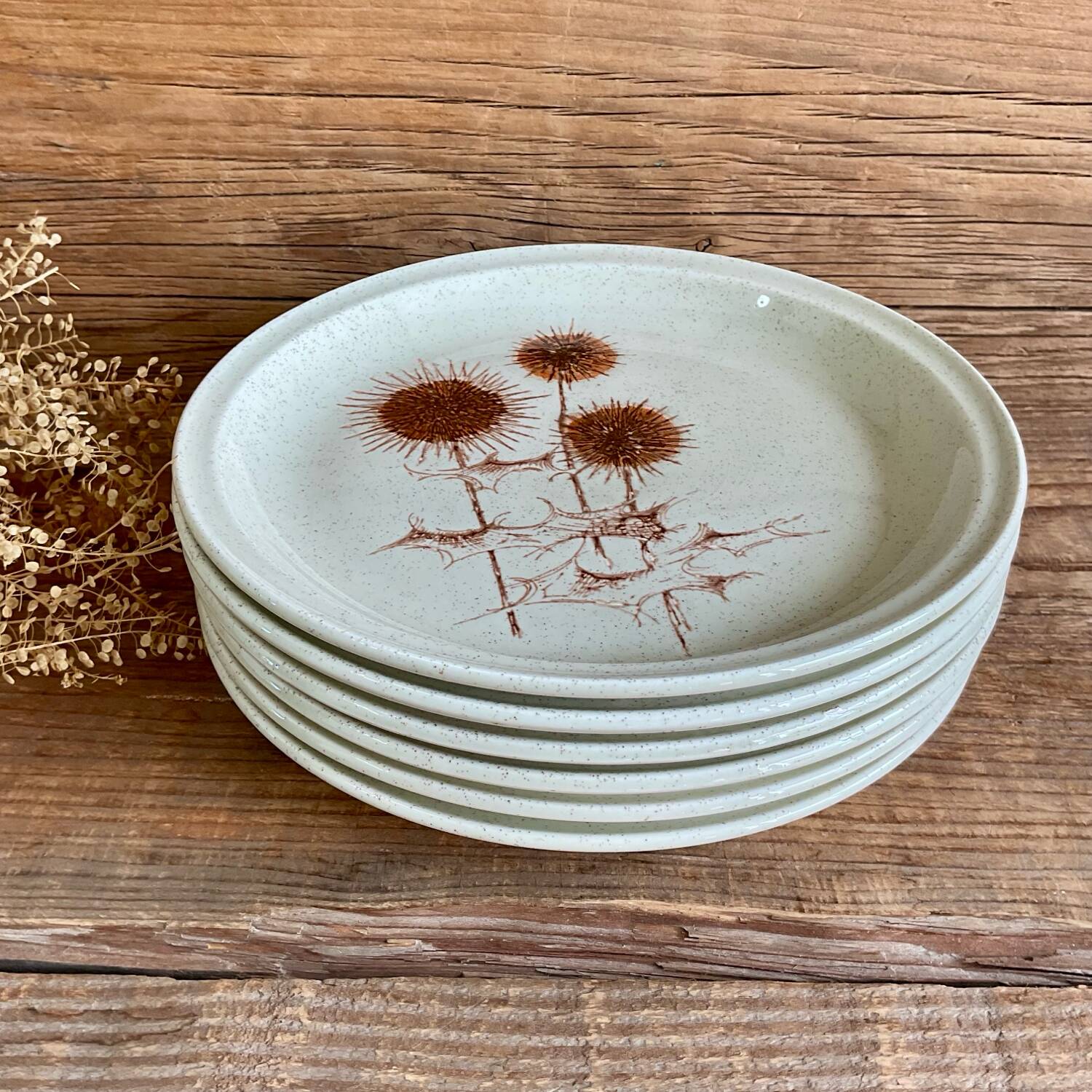 6 Sarreguemines “thistle” stoneware plates