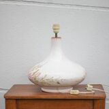Large glazed terracotta lamp with flower decoration, ceramic signed Maithé