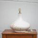 Large glazed terracotta lamp with flower decoration, ceramic signed Maithé
