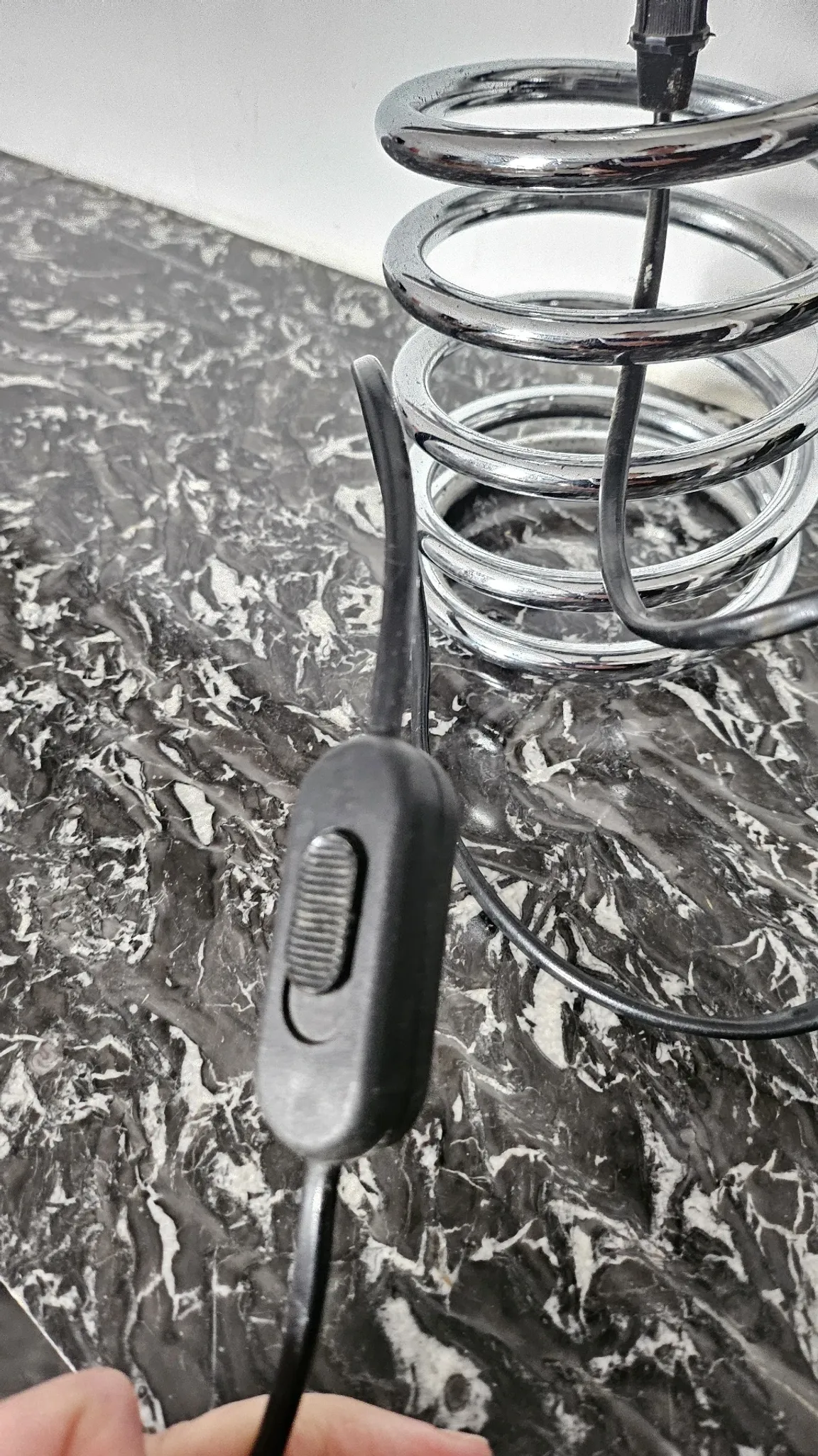Table lamp "Spiral" Space Age style in chrome steel – 1990s
