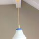 Bell hanging lamp in white and blue opaline 60s