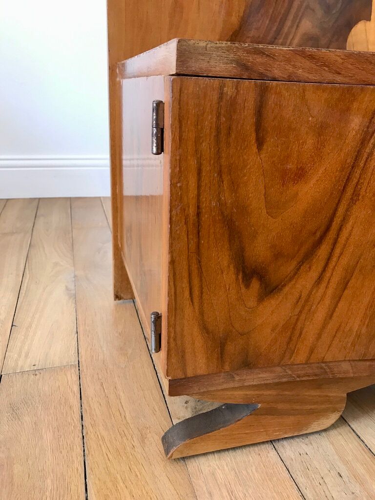 Art Deco veneer bedside table 30s