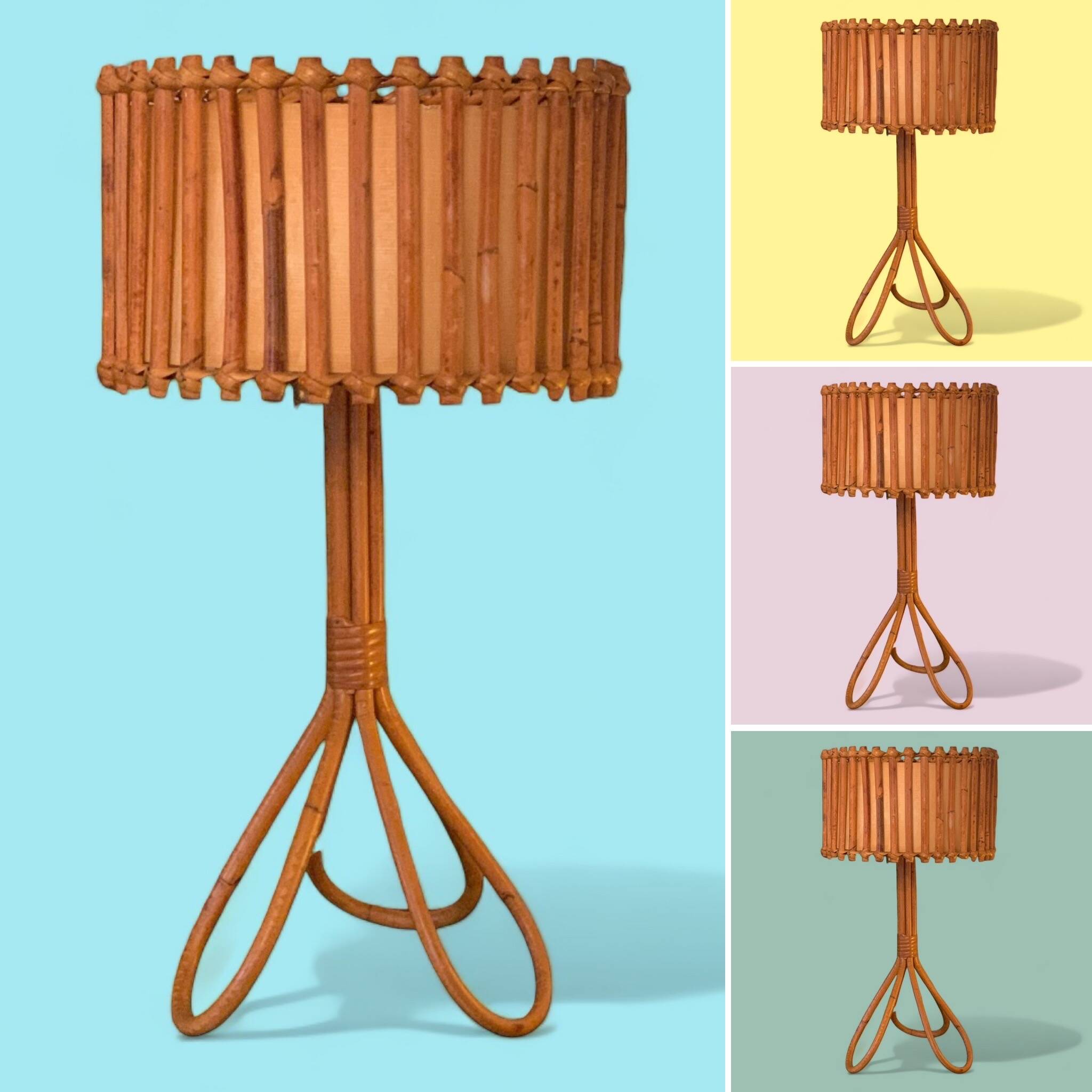 Rattan tripod lamp 1950 H47