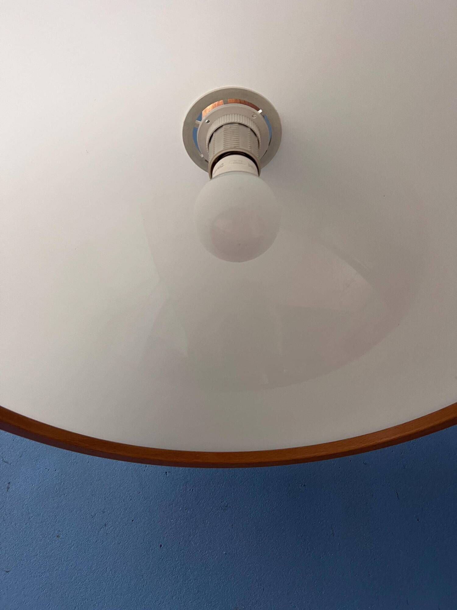 Vintage white wooden Steinhauer suspension, pendant lamp in plexiglass.