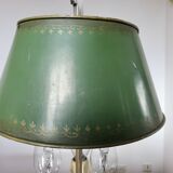 Authentic antique bouillotte lamp in chrome bronze with 3 lights, 1930s.