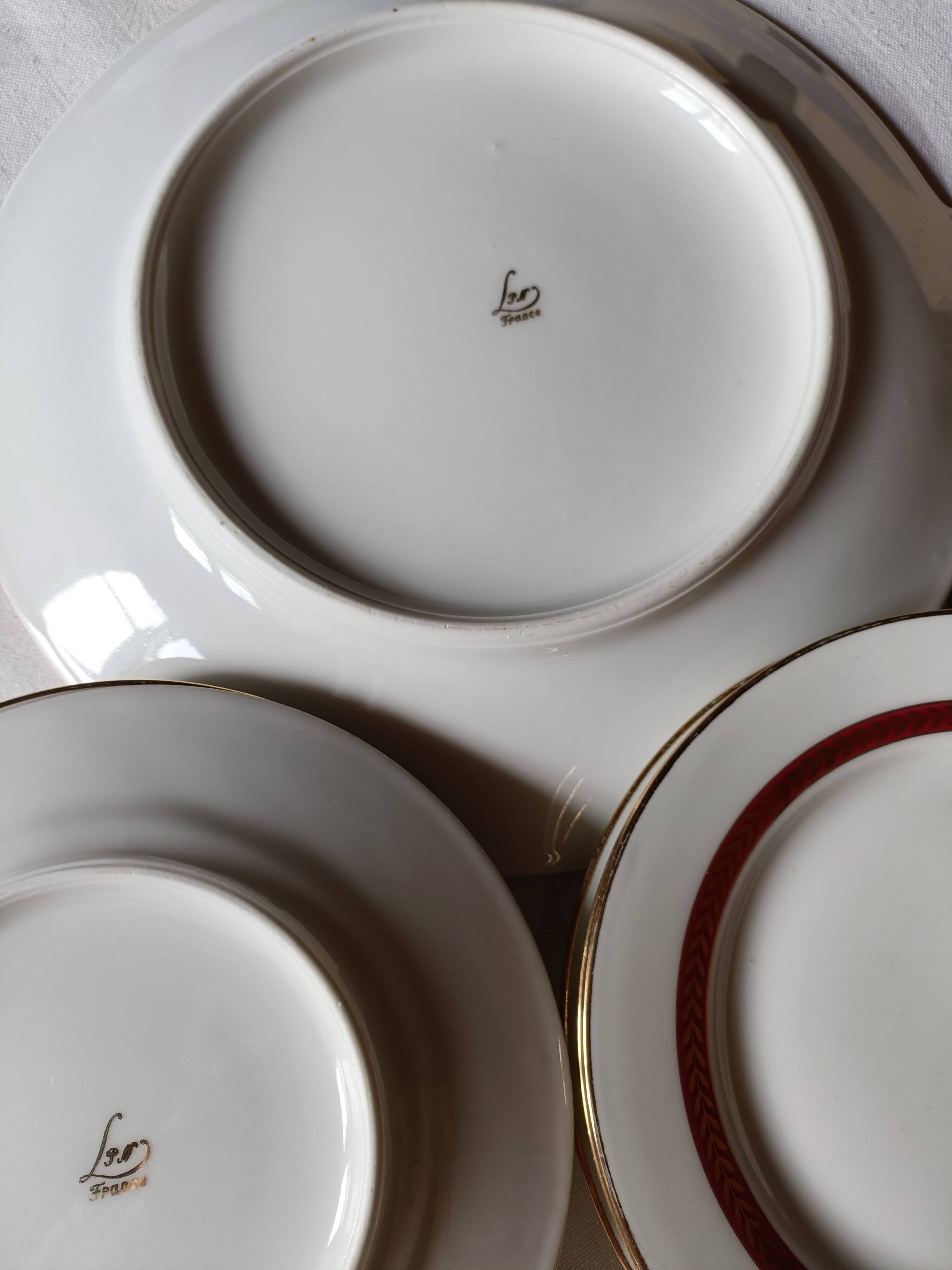 Limoges cake dish and its 6 dessert plates