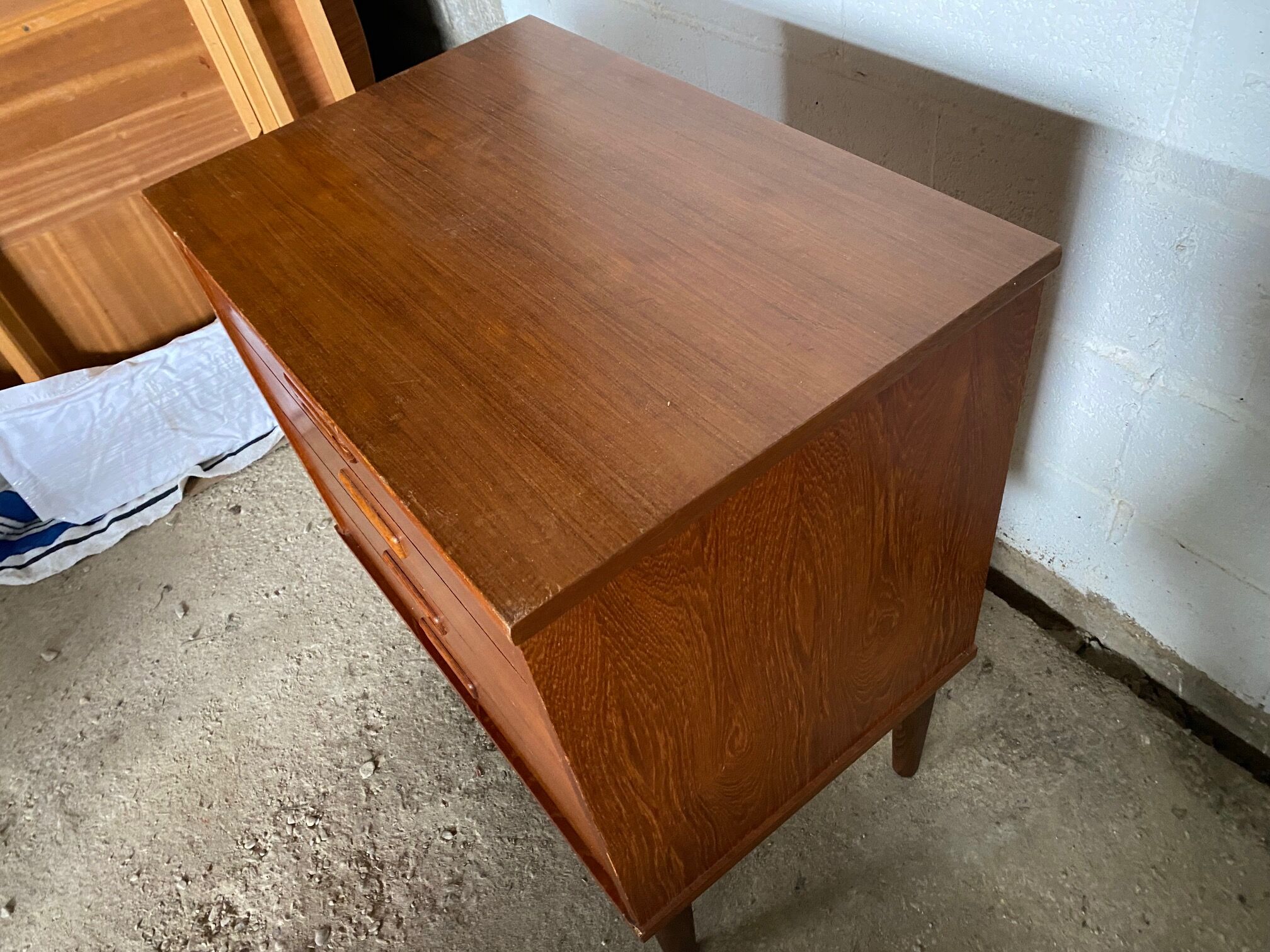 Chest of drawers teak storage furniture and Scandinavian teak veneer 60s