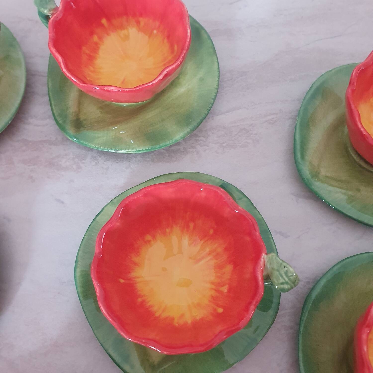 Barbotine flower coffee and tea service