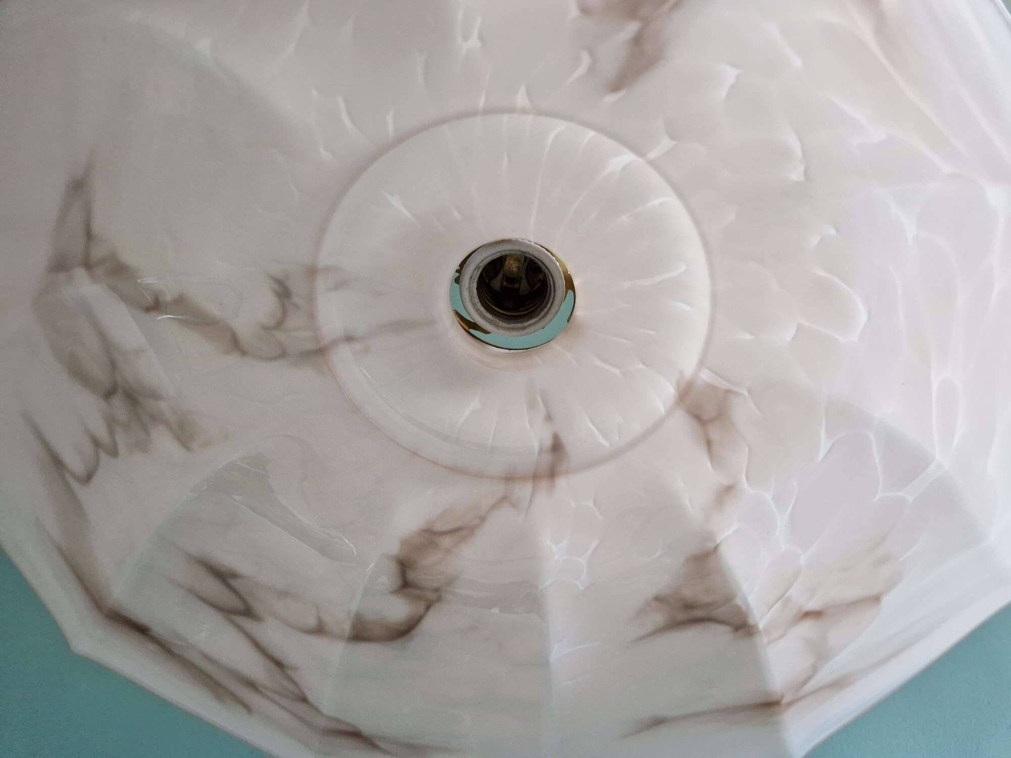Art Deco pendant light in pink marbled opaline, Scailmont, 1920-30