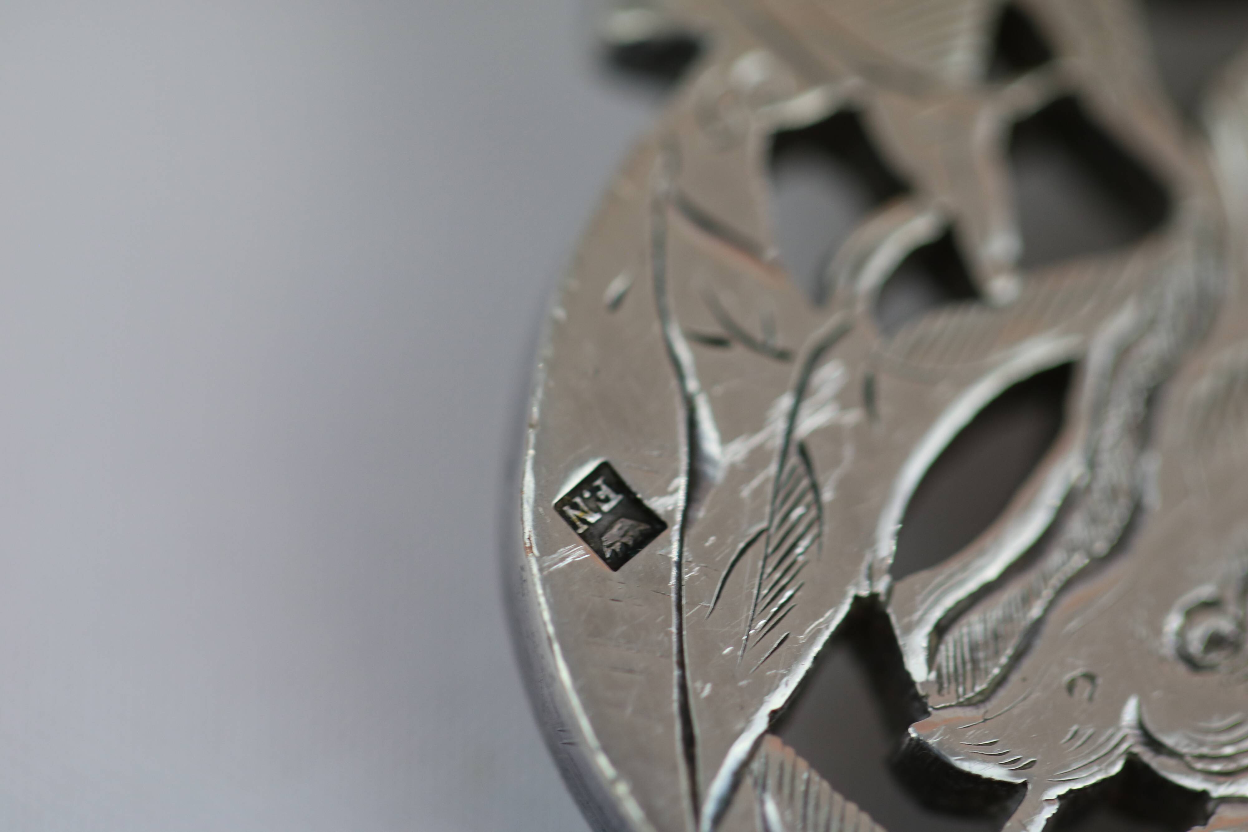 Large Silver Metal and Bois D'Amourette Fish Service Cover