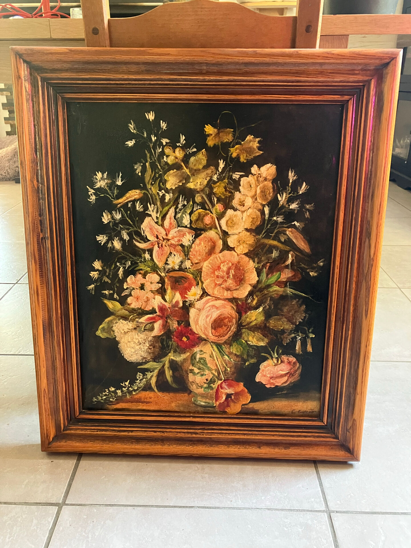 Old signed oil on canvas – Large bouquet of flowers – Inspiration