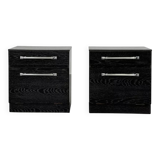 Pair of vintage black and chrome bedside tables