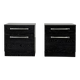 Pair of vintage black and chrome bedside tables