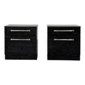Paire de tables de chevets vintage noires et chrome