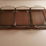 Vintage teak aperitif and 70s smoked glass