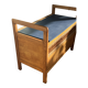 Coffre à jouet vintage en bois et rotin