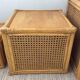 Trio of vintage tables in canning and rattan
