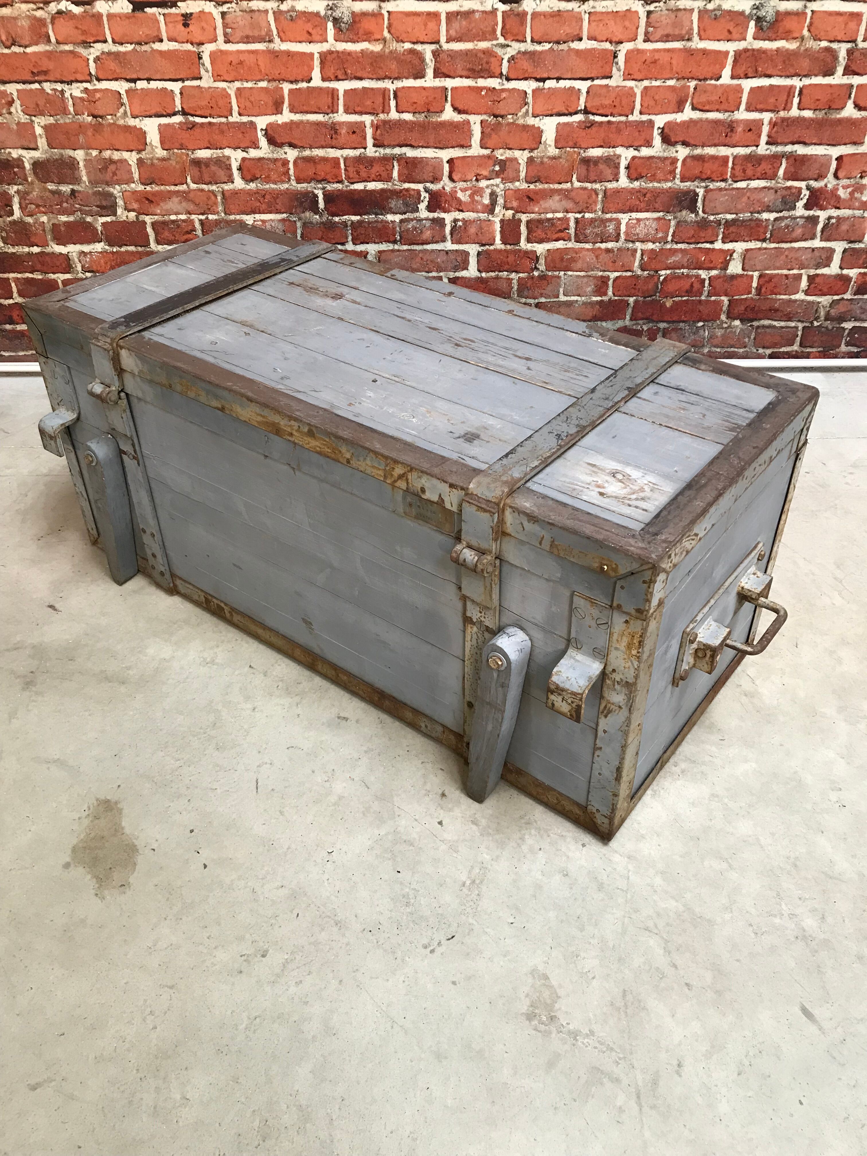 Wooden military transport trunk