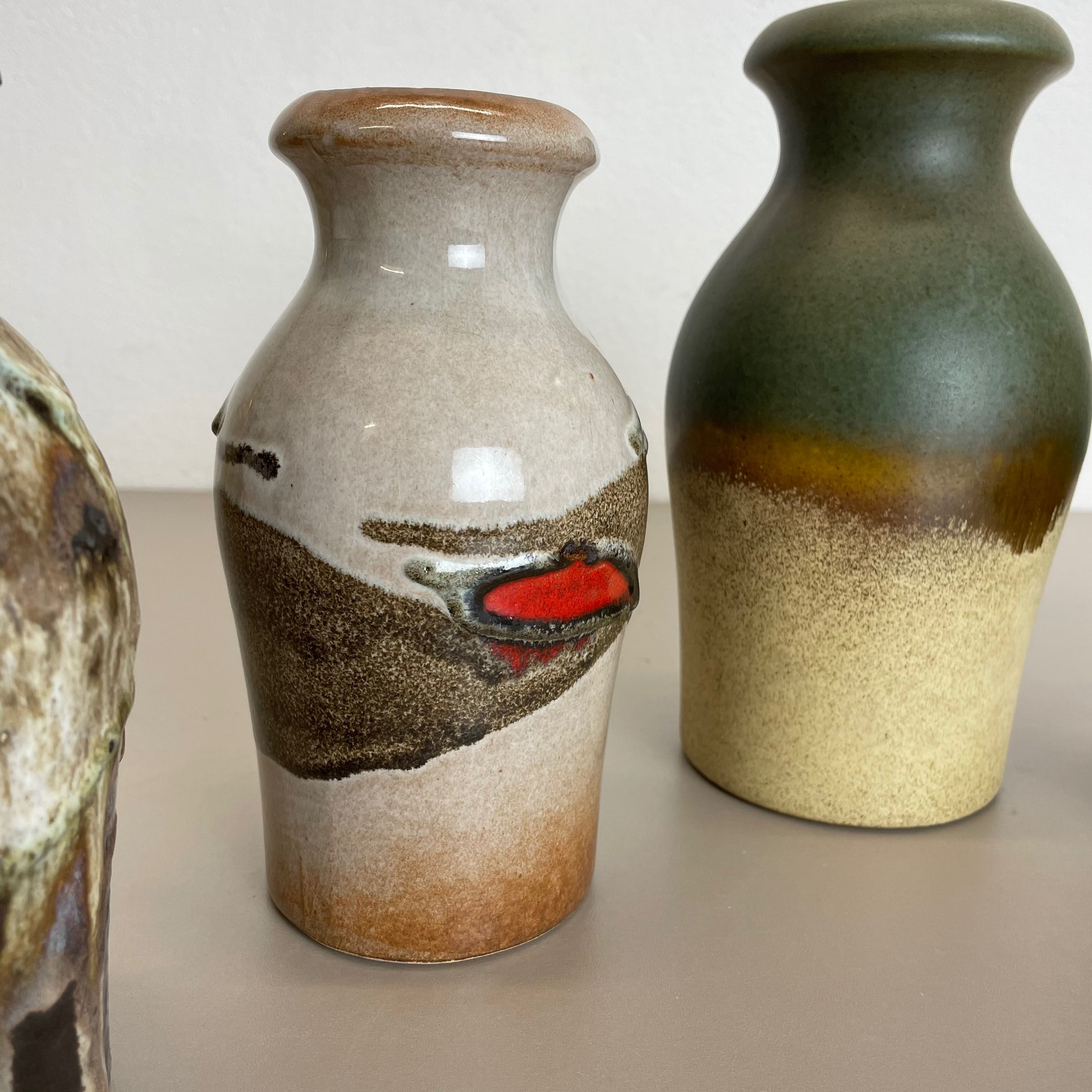 Set of Five Vintage Pottery Fat Lava Vases Made by Scheurich, Germany, 1970s