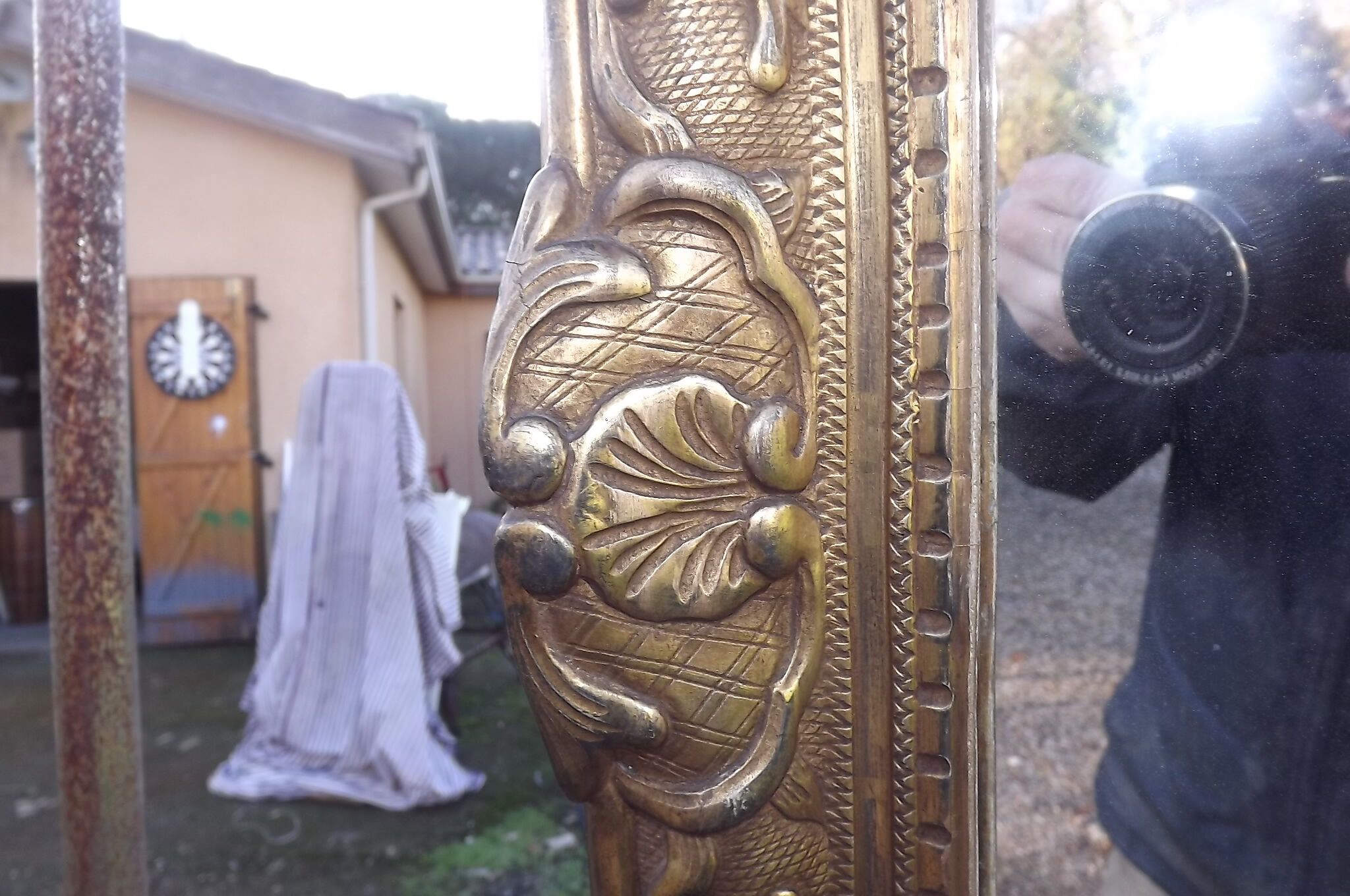 19 th wood and Stuk gold mirror