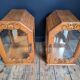 Pair of antique art deco display cabinets, vintage retro decoration