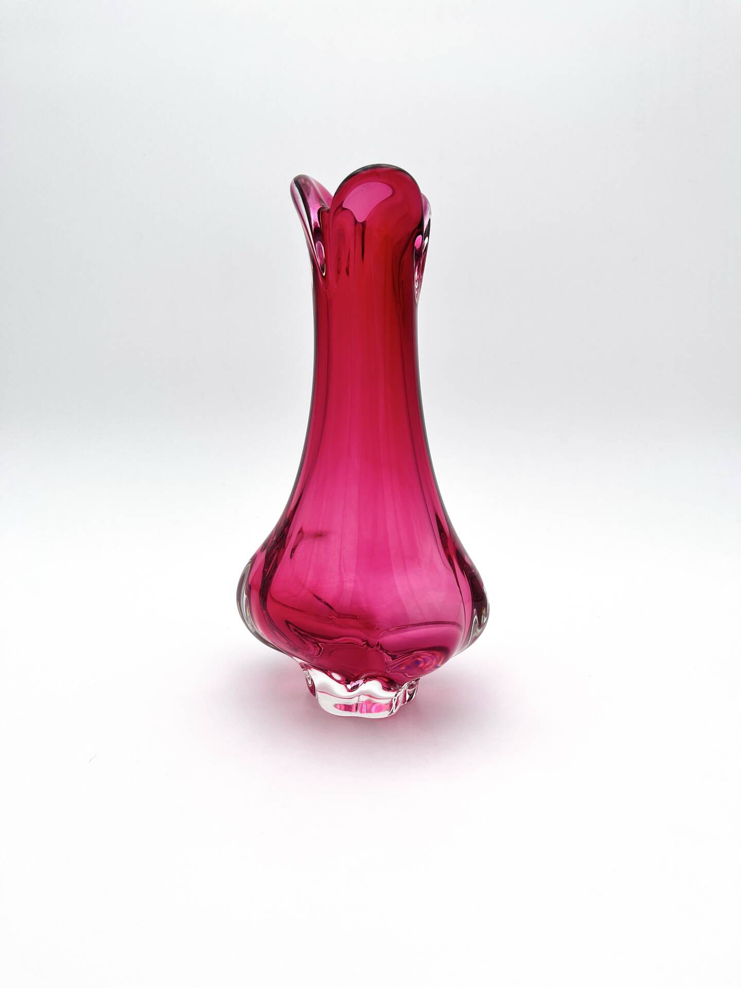 Set of 2 Organic Art Vases Josef Hospodka - Sommerso Fuchsia