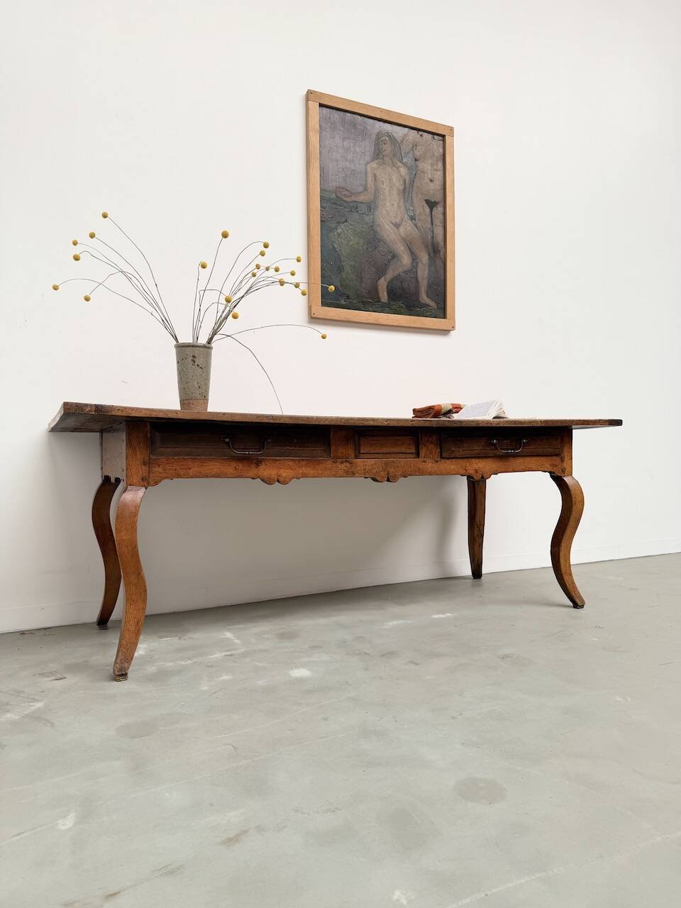 19th century walnut drapery table 2m1