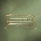 Vintage gold metal magazine rack – minimalist design – 1970s