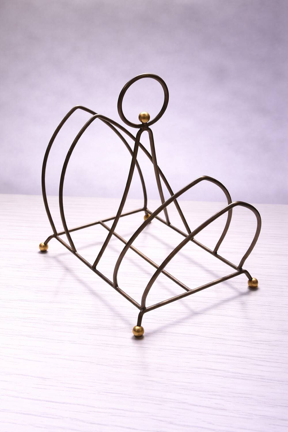 Vintage steel and brass magazine rack – 1980s
