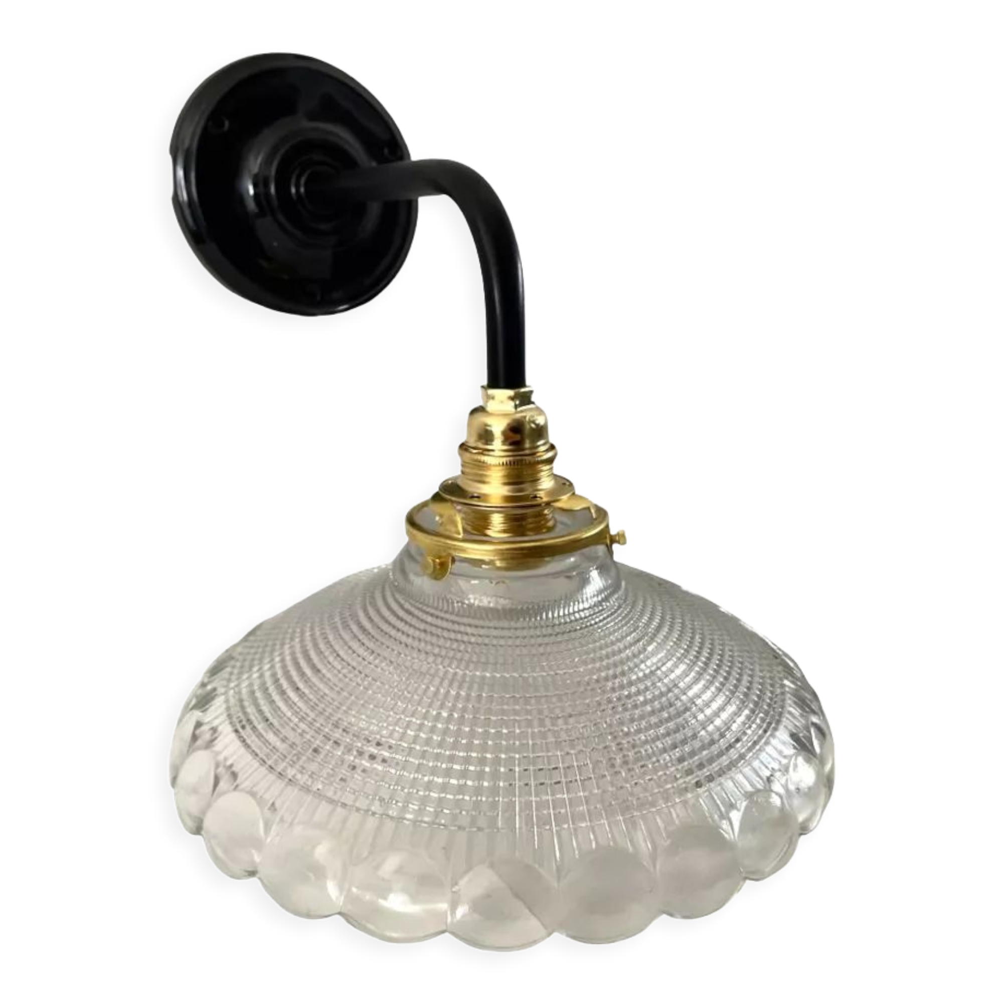 Applique vintage en verre ciselé électrifiée à neuf
