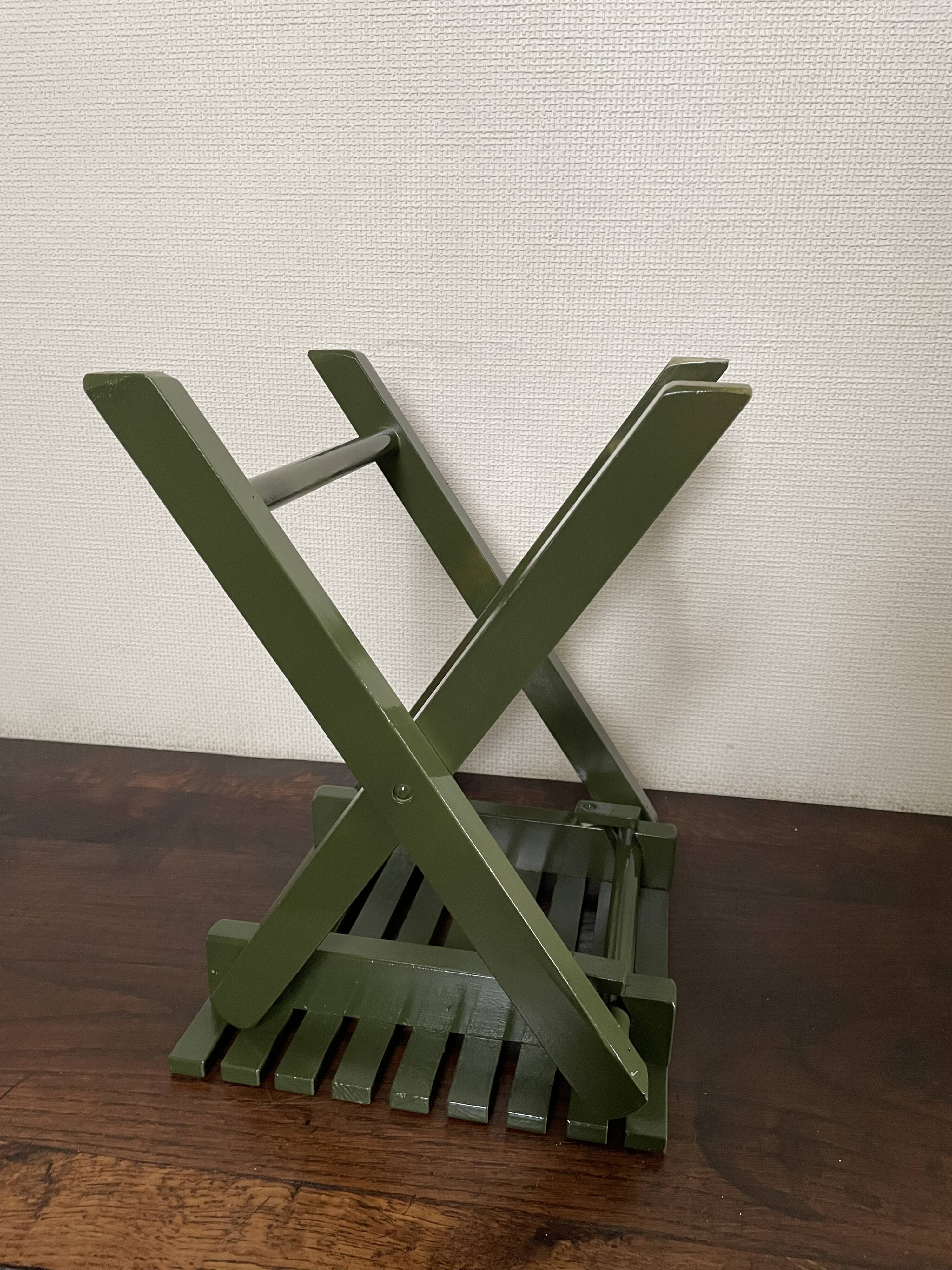 Vintage slatted fishing stool