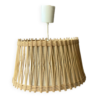 Boho chic rattan and burlap pendant light